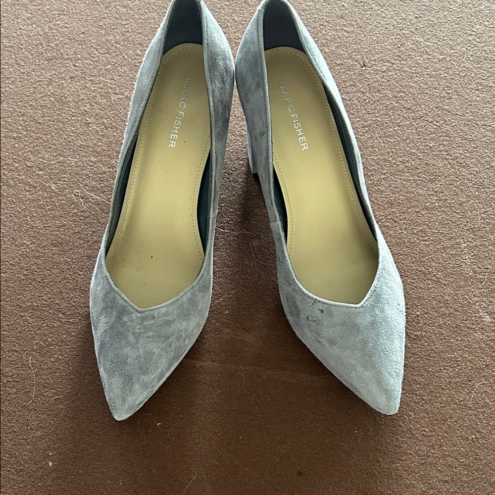 Marc Fisher Light Gray Suede Heels
